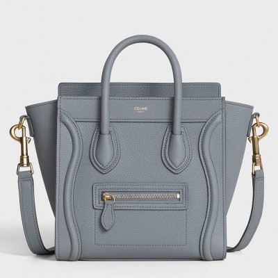 Celine Nano Luggage Tote Bag In Kohl Drummed Calfskin CSBS8144