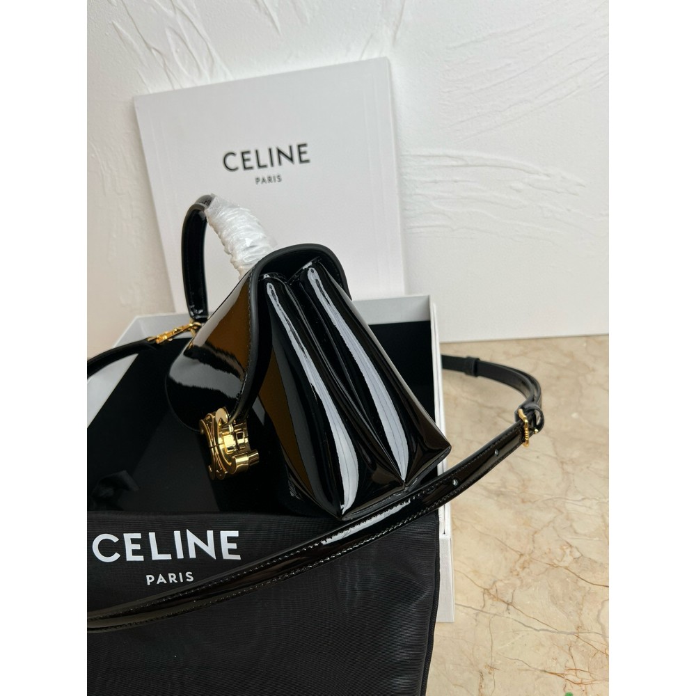 Celine Nino Teen Bag in Black Patent Calfskin