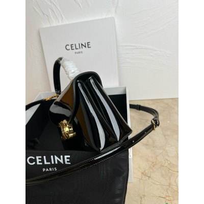 Celine Nino Teen Bag in Black Patent Calfskin CSBS8107