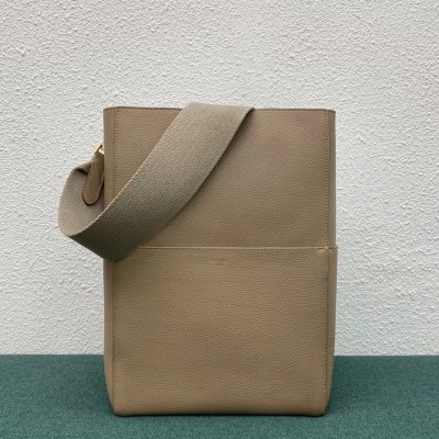 Celine Sangle Bucket Bag In Taupe Grained Calfskin CSBS8123