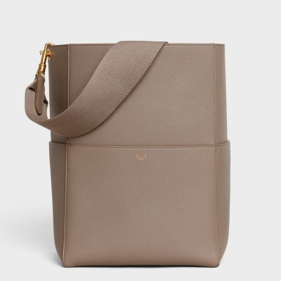 Celine Sangle Bucket Bag In Taupe Grained Calfskin CSBS8123