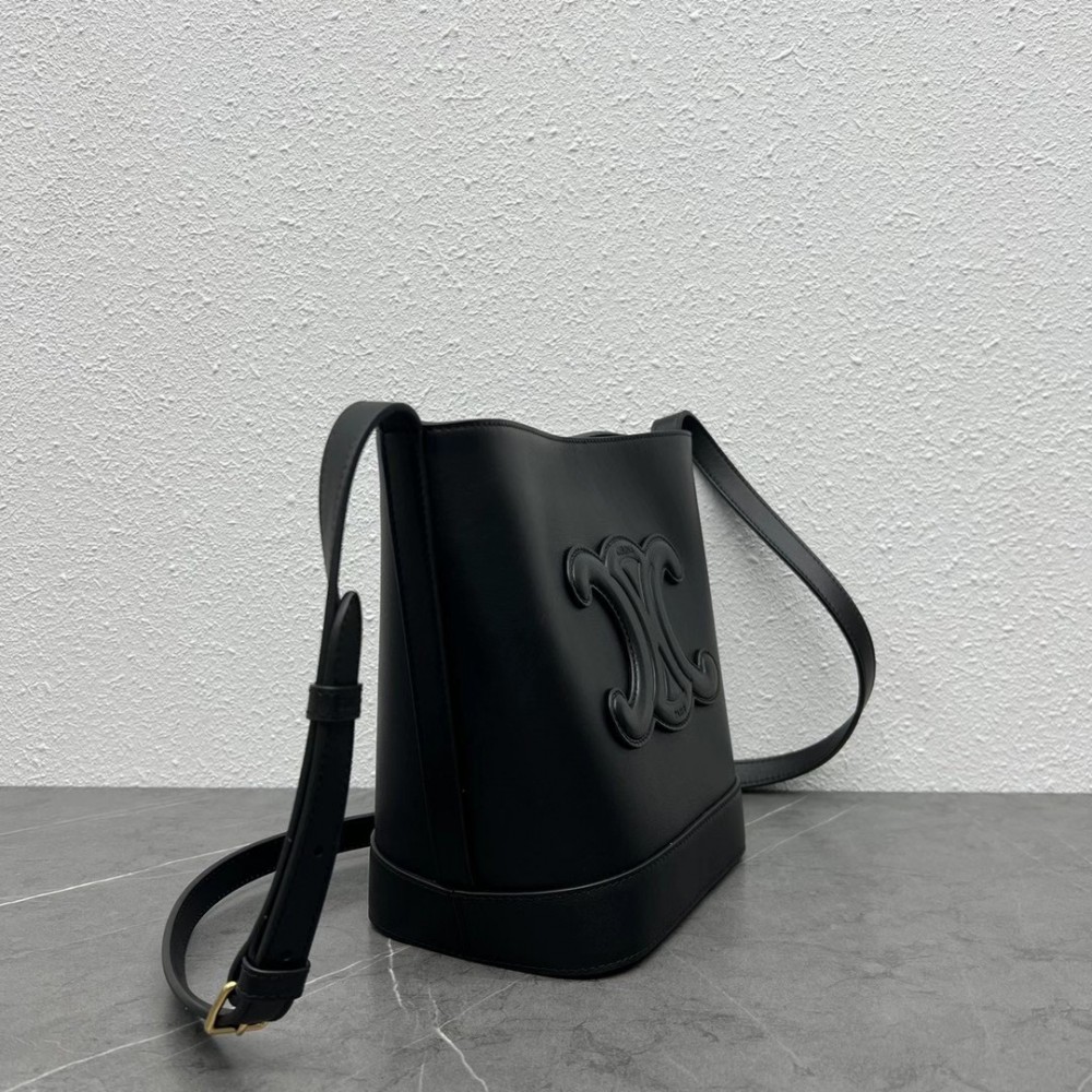 Celine Small Bucket Cuir Triomphe In Black Calfskin