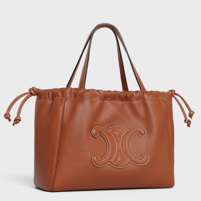 Celine Small Cabas Drawstring Cuir Triomphe Bag in Brown Calfskin CSBS8147