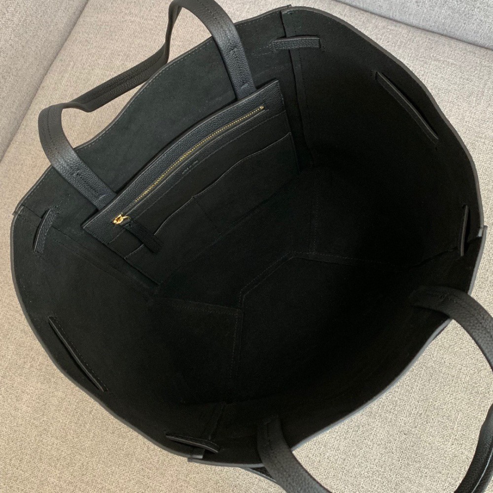 Celine Small Cabas Phantom Bag In Black Grained Calfskin