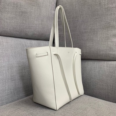 Celine Small Cabas Phantom Bag In White Grained Calfskin CSBS8159