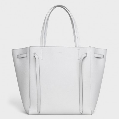 Celine Small Cabas Phantom Bag In White Grained Calfskin CSBS8159