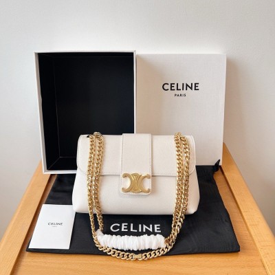 Celine Teen Victoire Bag in White Calfskin CSBS8183