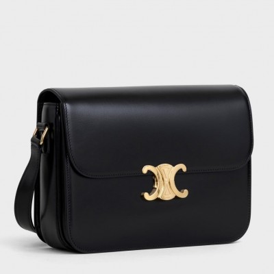 Celine Triomphe Large Bag In Black Calfskin CSBS8180