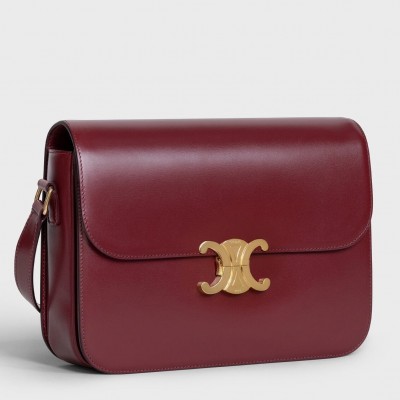 Celine Triomphe Large Bag In Bordeaux Calfskin CSBS8182