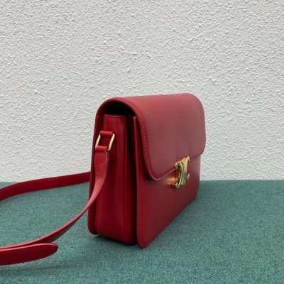 Celine Triomphe Large Bag In Red Calfskin CSBS8190