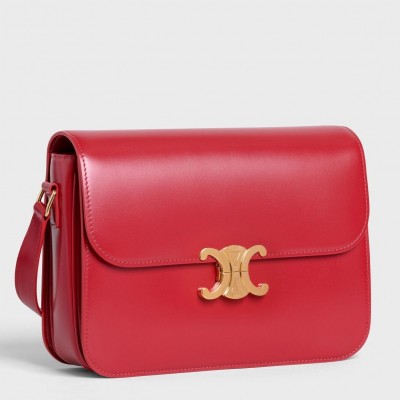 Celine Triomphe Large Bag In Red Calfskin CSBS8190