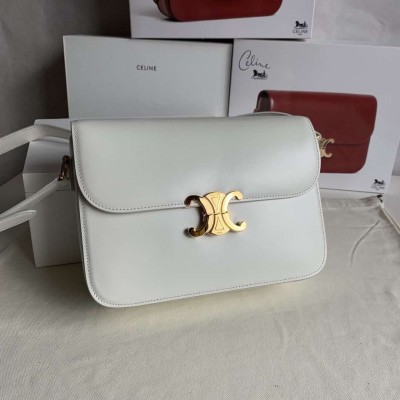 Celine Triomphe Large Bag In White Calfskin CSBS8158