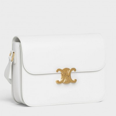 Celine Triomphe Large Bag In White Calfskin CSBS8158