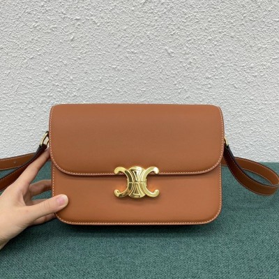 Celine Triomphe Medium Bag In Brown Natural Calfskin CSBS8178