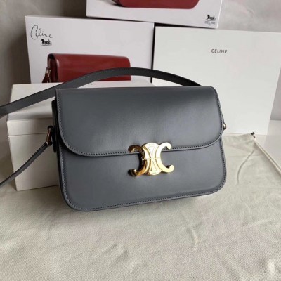 Celine Triomphe Medium Bag In Grey Smooth Calfskin CSBS8181