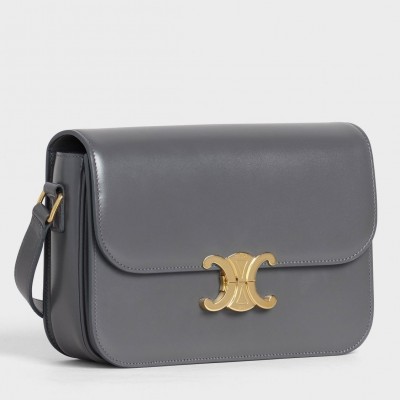 Celine Triomphe Medium Bag In Grey Smooth Calfskin CSBS8181