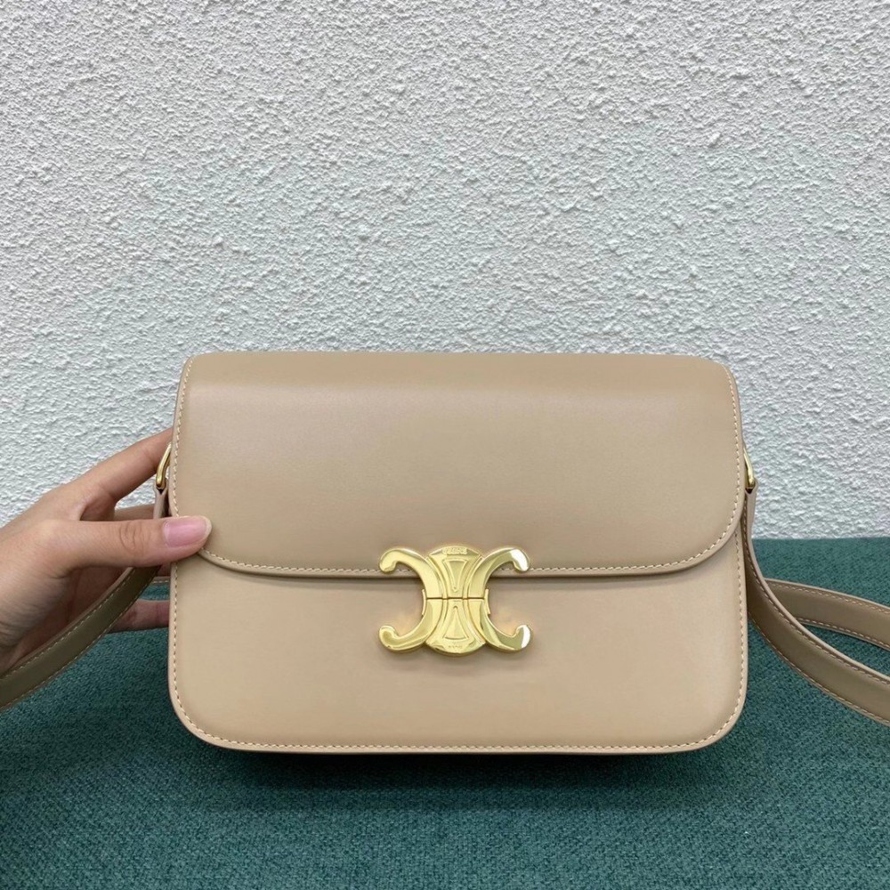 Celine Triomphe Medium Bag In Nude Smooth Calfskin