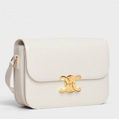 Celine Triomphe Medium Bag In White Smooth Calfskin CSBS8157