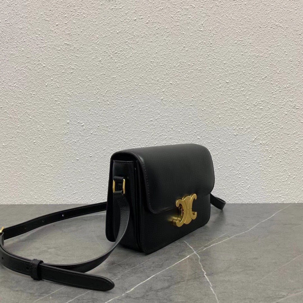 Celine Triomphe Teen Bag In Black Leather