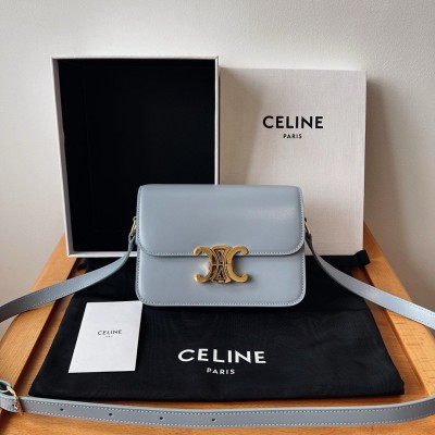 Celine Triomphe Teen Bag In Pale Blue Leather CSBS8184