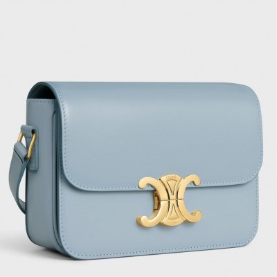 Celine Triomphe Teen Bag In Pale Blue Leather CSBS8184