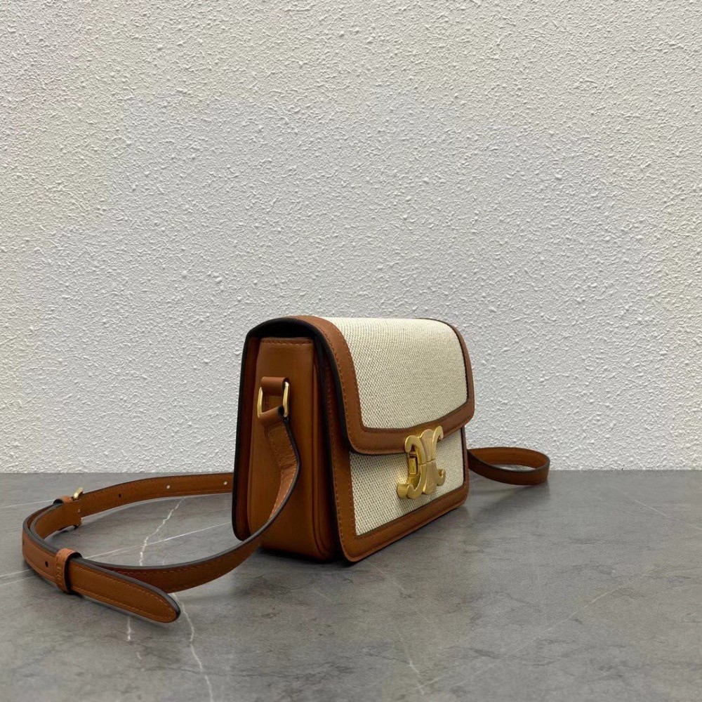 Celine Triomphe Teen Bag In Textile and Calfskin