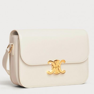 Celine Triomphe Teen Bag In White Leather CSBS8170